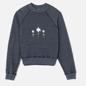 RE/DONE floral embroidery shrunken sweatshirt